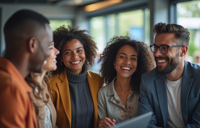 Group of diverse colleagues working together